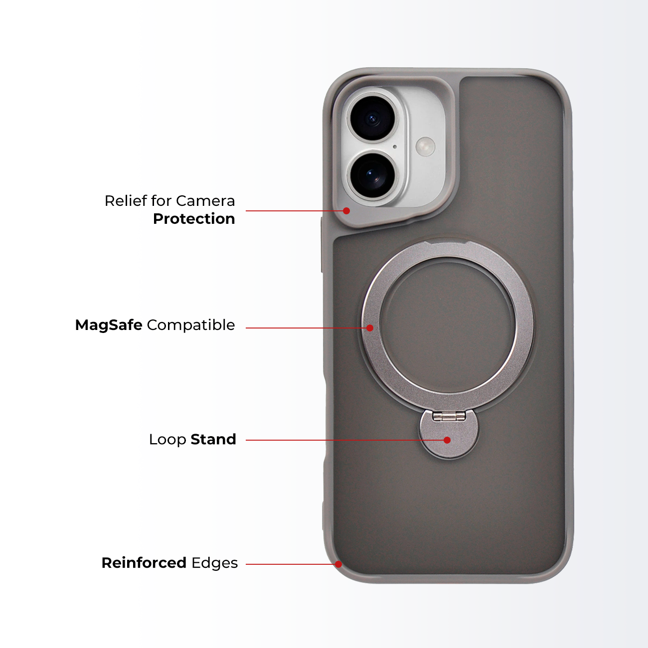 RUGGED 180 DEGREE MAGSAFE CASE GRAY - IPHONE 16